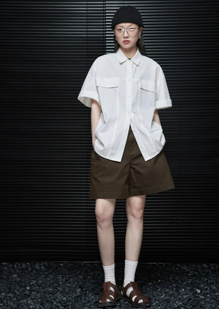 Cotton Linen Short-Sleeved Shirt_BDHL6035