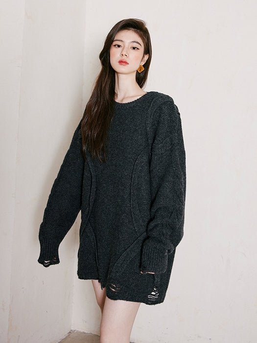 Dark Gray Loose Large Knit_BDHL6745