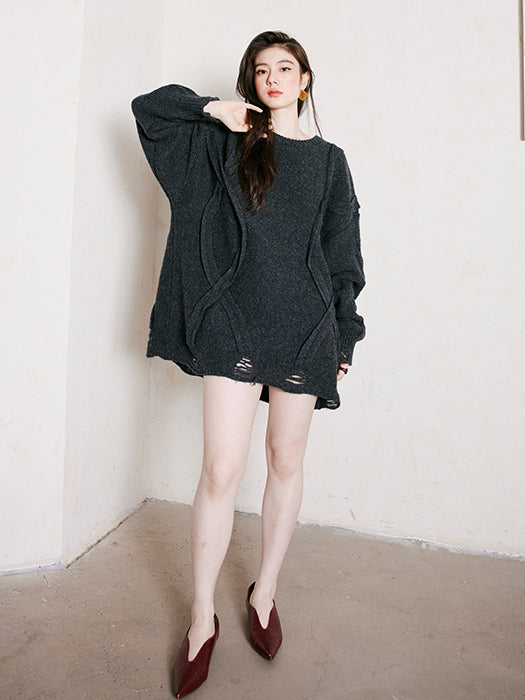 Dark Gray Loose Large Knit_BDHL6745