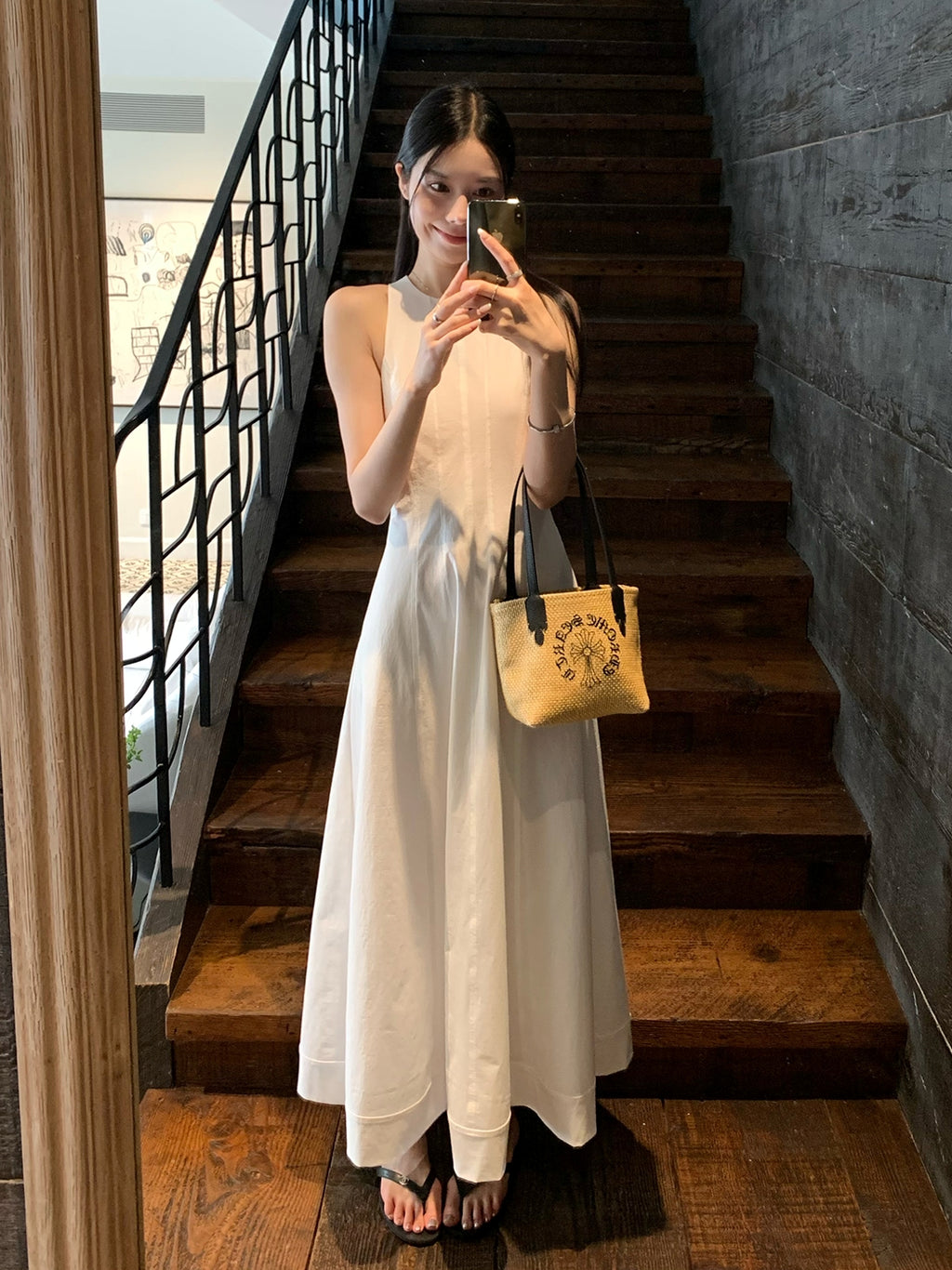 Tucks Long White Dress_BDHL7551