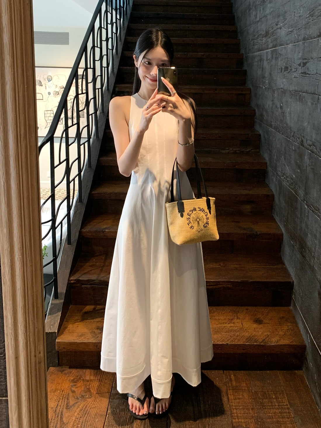 Tucks Long White Dress_BDHL7551