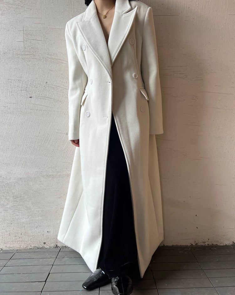 Waist double-breasted long coat_BDHL5326