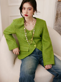 Green Tweed Jacket Or Skirt_BDHL6842