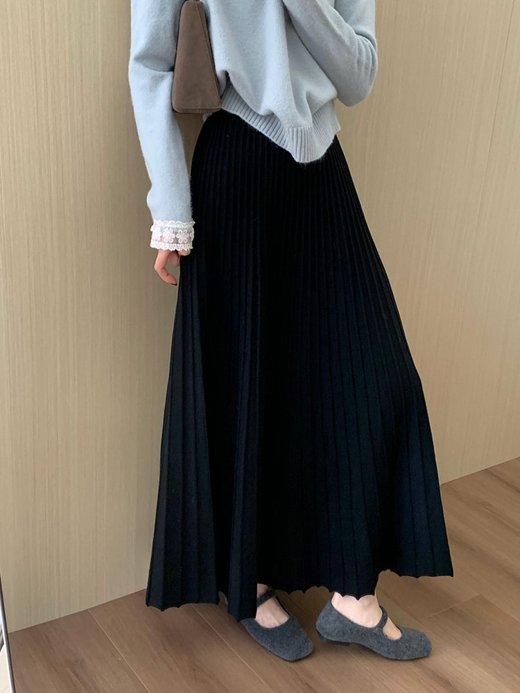 High Waist Slim Pleated Skirt_BDHL7055