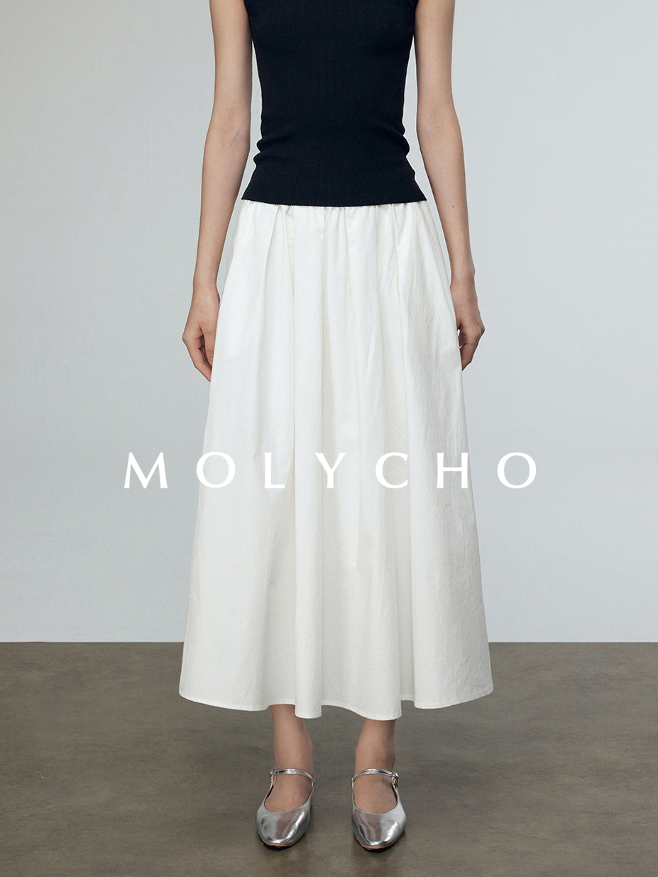 Loose A-Line Pleated Skirt_BDHL7244