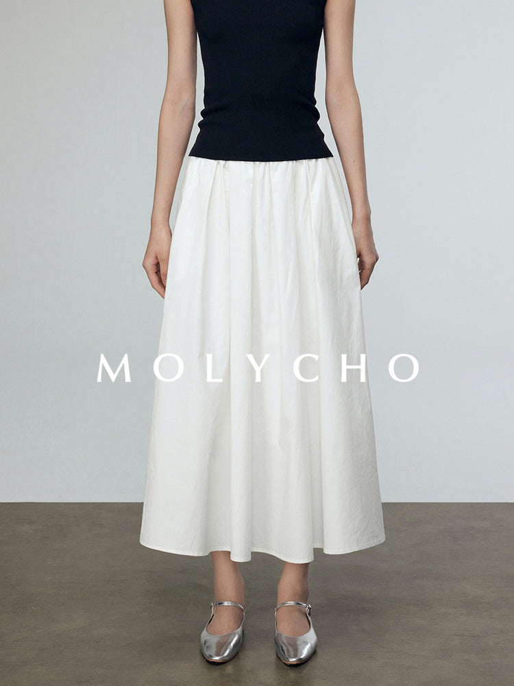 Loose A-Line Pleated Skirt_BDHL7244