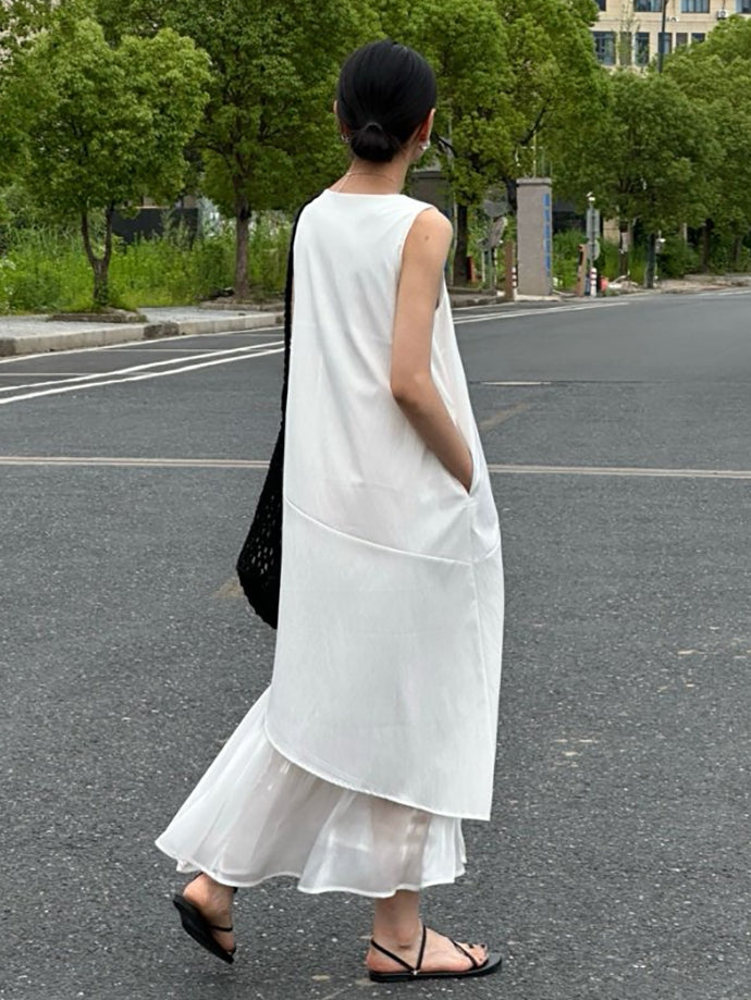 Splicing Fishtail Sleeveless Dress_BDHL7528