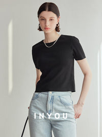 Crew Neck Cropped T-Shirt_BDHL6117