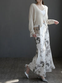 French V-Neck Linen-Blend Knit Cardigan_BDHL7291