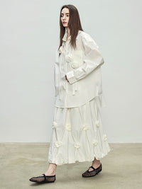 Flower Bud Elastic Pleated Skirt_BDHL7094