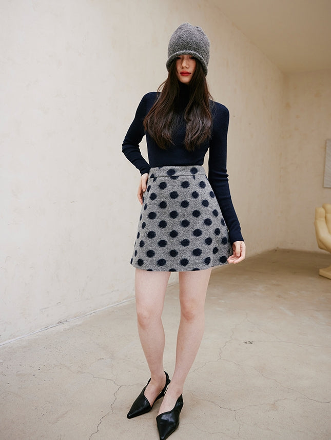 Polka Dot Simple Mini Skirt_BDHL6752