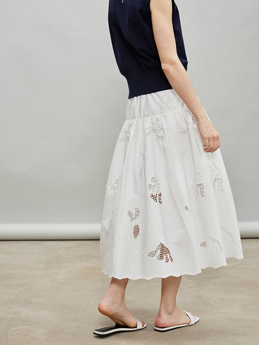 Embroidered Hollow A-Line Skirt_BDHL7184