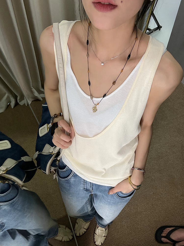 Two-Piece Style Sleeveless Tops_BDHL7408