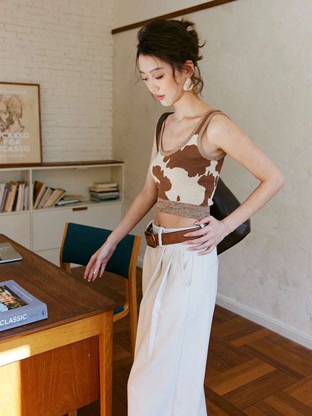 Cow U-Neck Short Tank Top_BDHL7475