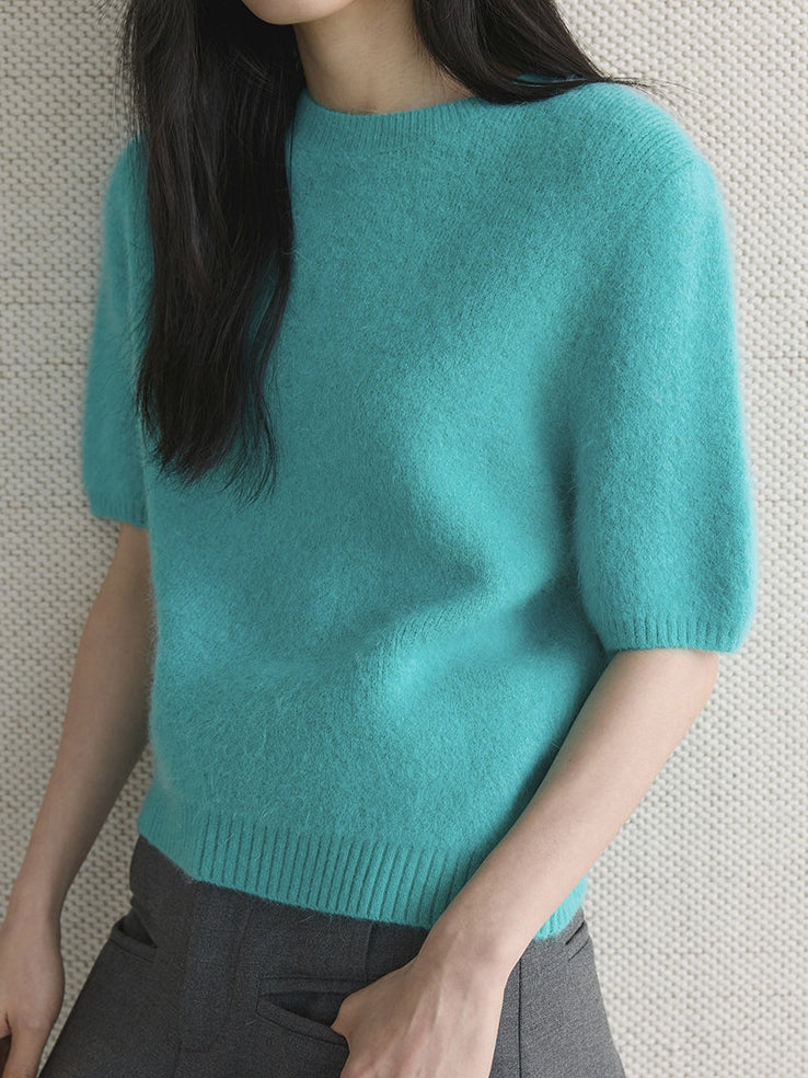 Simple Short-Sleeved Knit Tops_BDHL8149