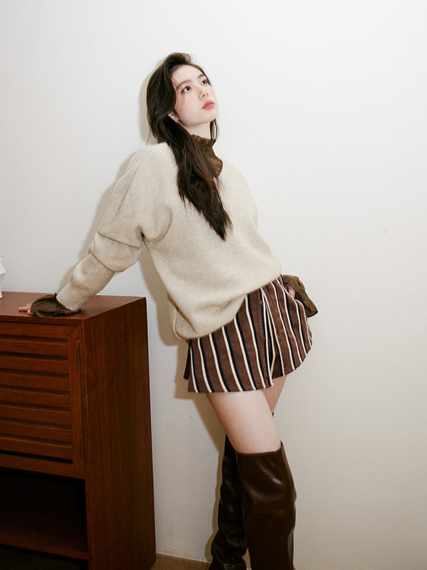 Shirt-Layer Style Striped Shorts_BDHL6753