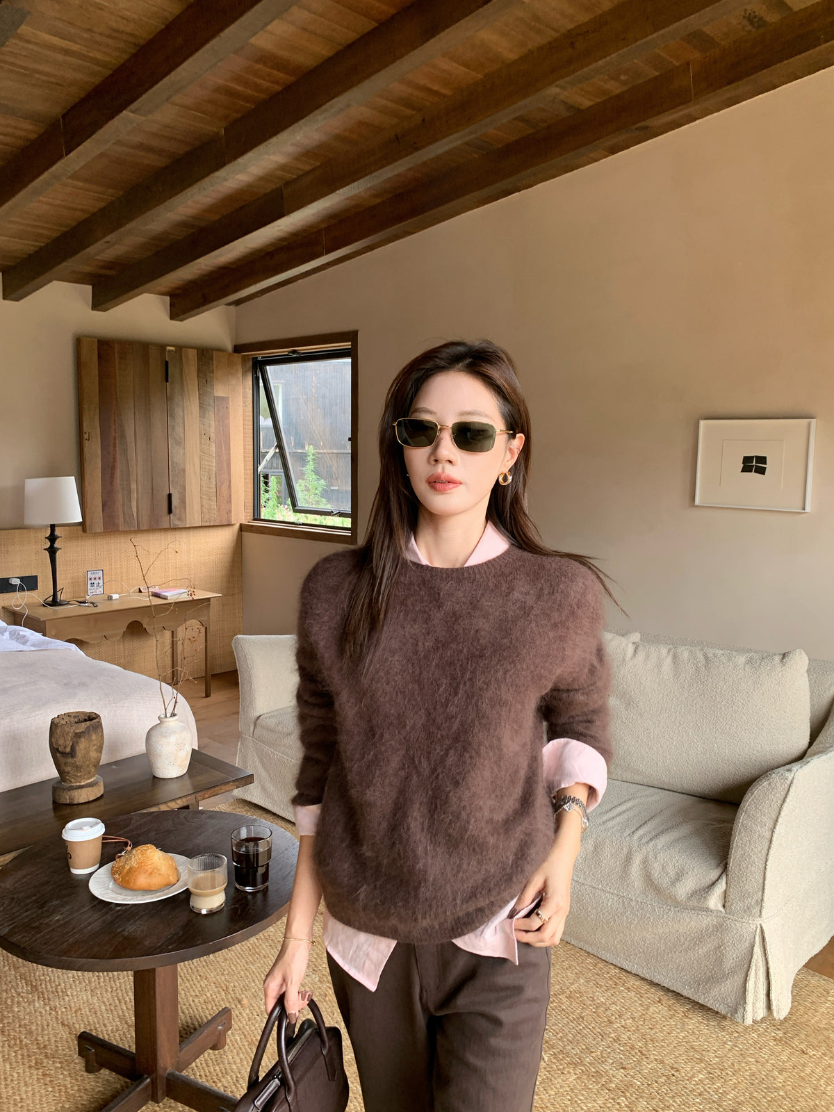 Wool Silk Cashmere Crew Neck Sweater_BDHL8441