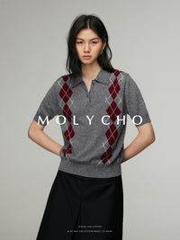 Polo Collar Argyle Knit_BDHL6885