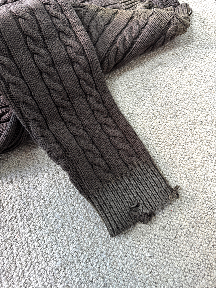Cable Knitting Damaged Design Knit_BDHL6932