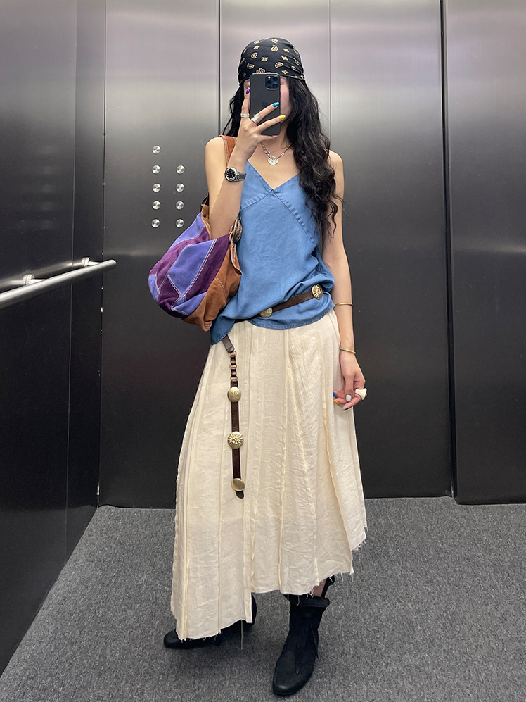 Splicing Draped A-Line Skirt_BDHL7542