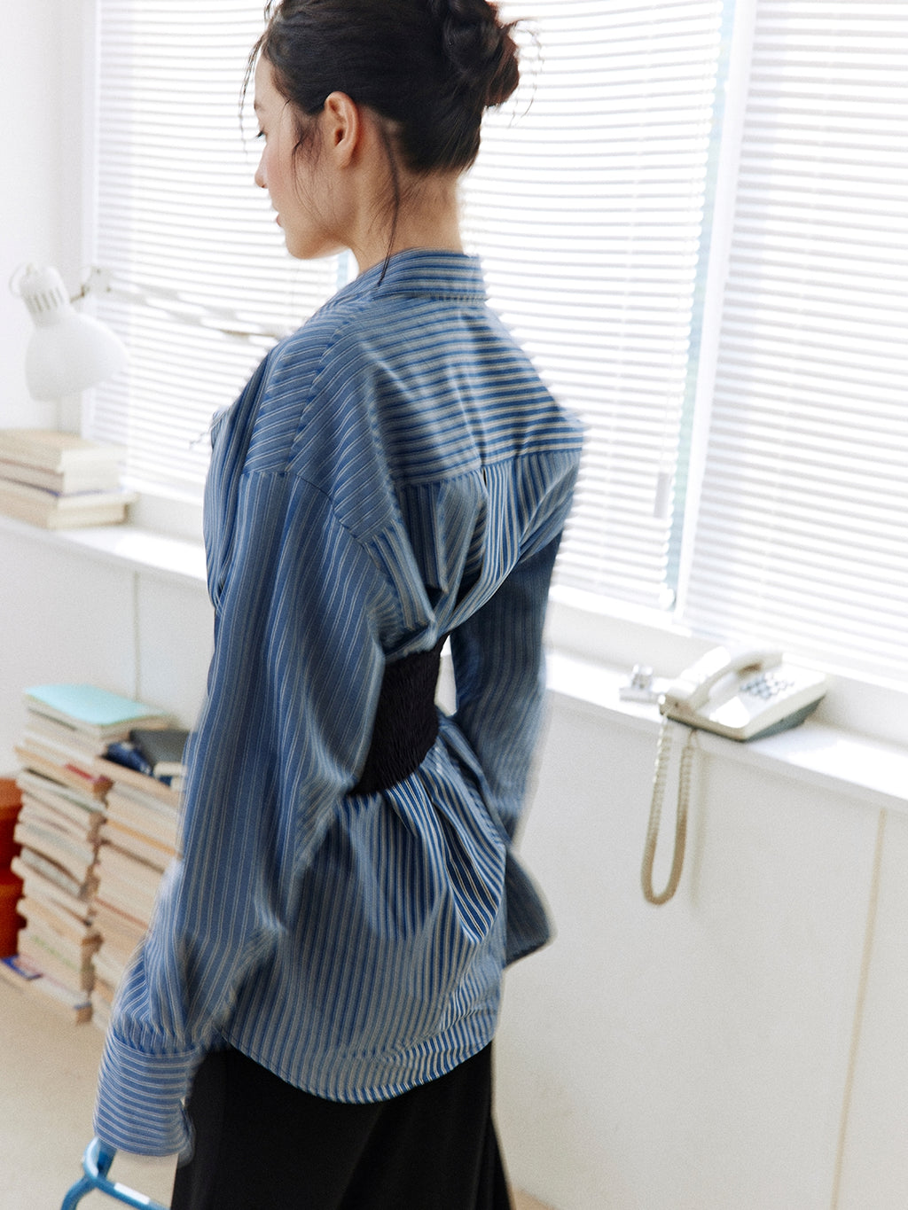 Stripe Waist Corset Shirt_BDHL8000