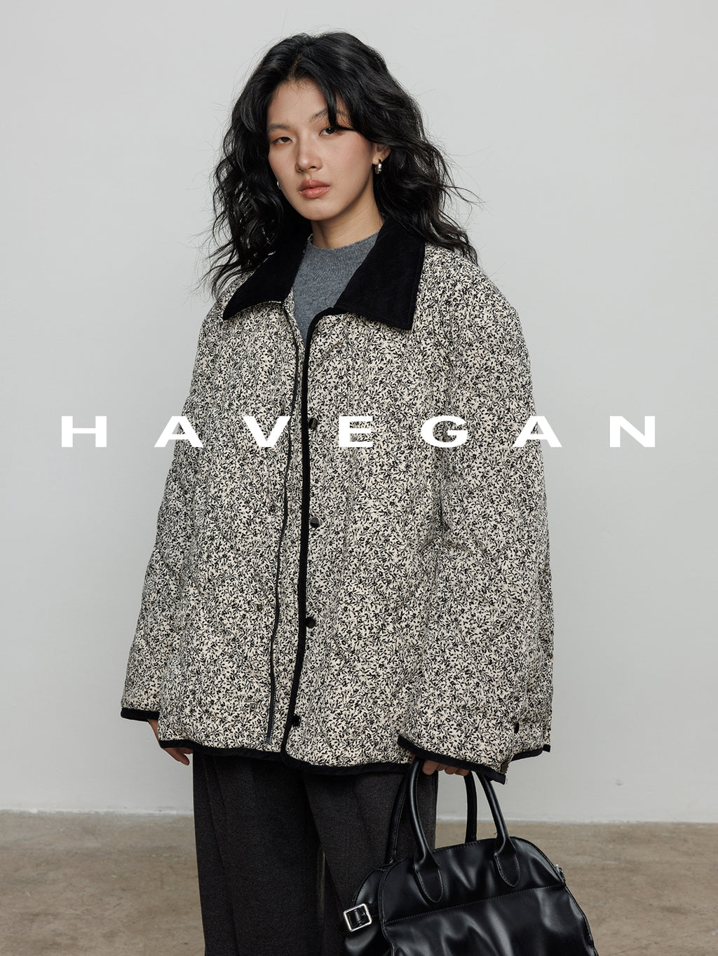 翻領花卉羽絨衣_BDHL7887