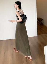 Back Cross Camisole Long Dress_BDHL6158