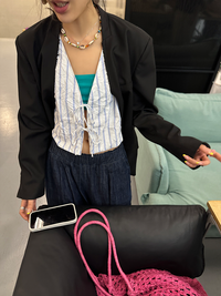 Crumpled Striped Vest_BDHL7249