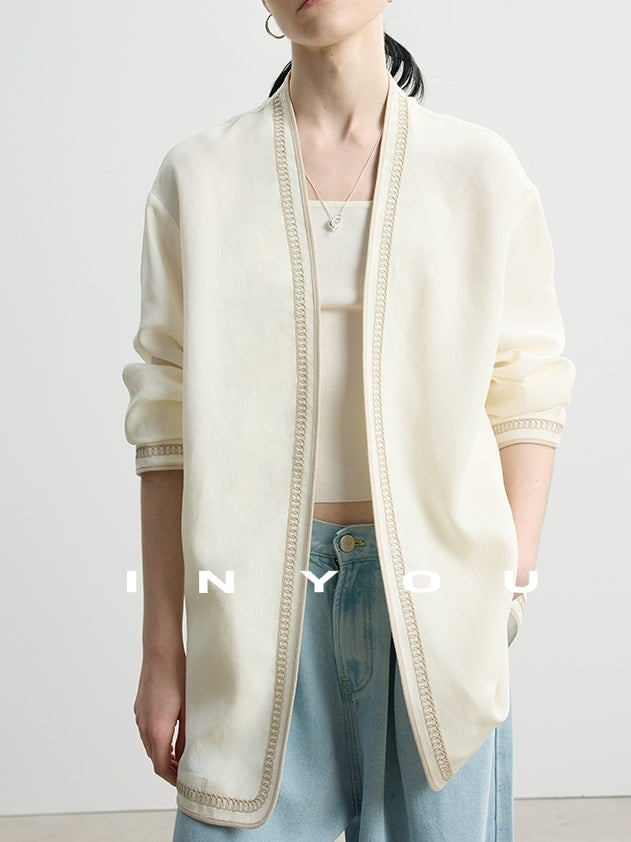 Collarless Embroidered Jacket_BDHL7486