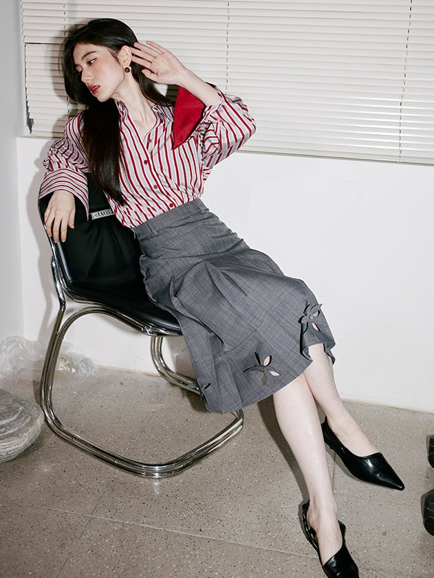 3D Hollow Pleated Skirt_BDHL6750