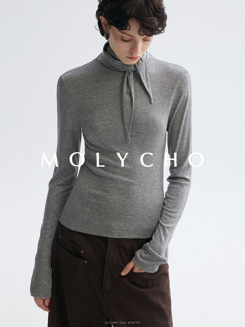 高領繫帶上衣_BDHL7951