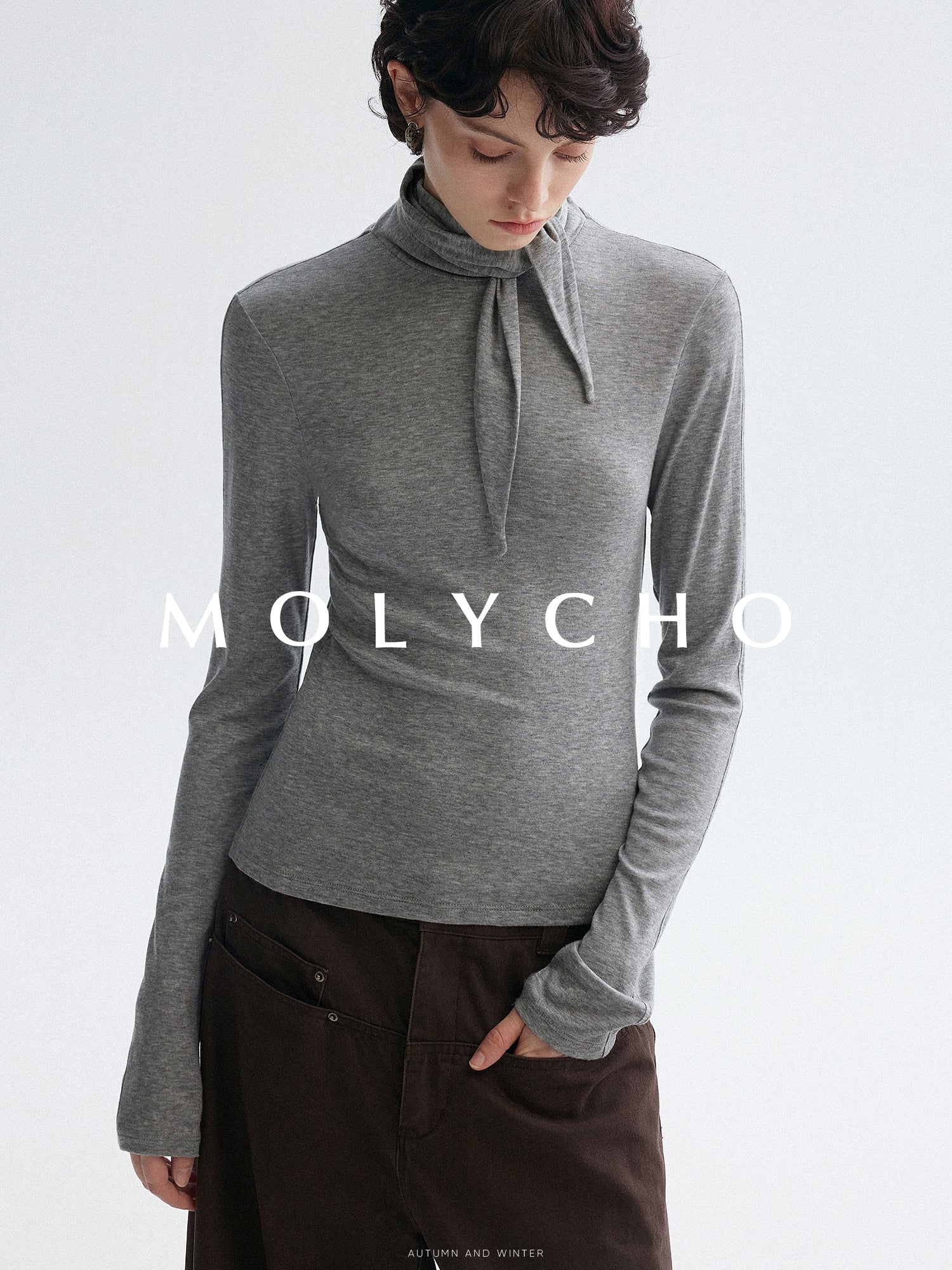 高領繫帶上衣_BDHL7951