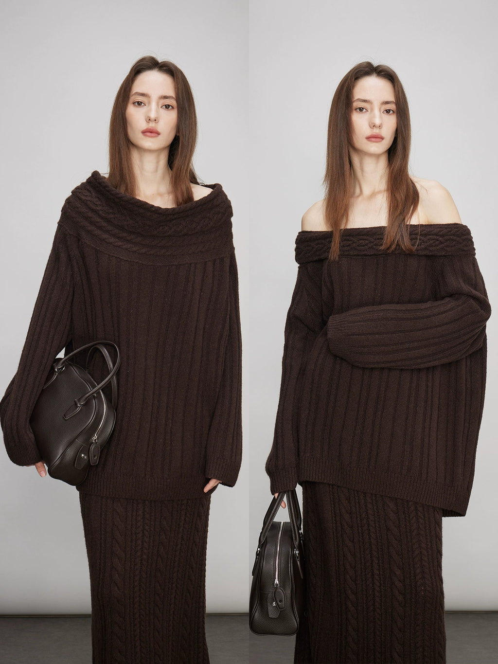 Off-Shoulder Knit Tops Or Knit Waist Skirt_BDHL7992