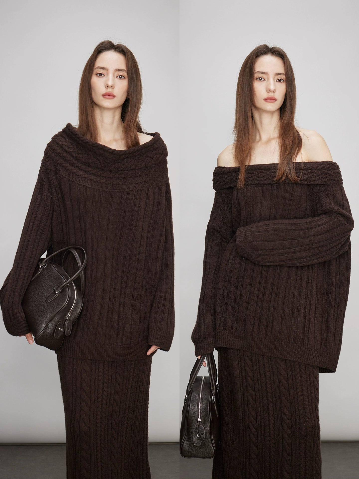 Off-Shoulder Knit Tops Or Knit Waist Skirt_BDHL7992