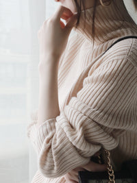 Relaxed High Neck Rib Knit_BDHL6720