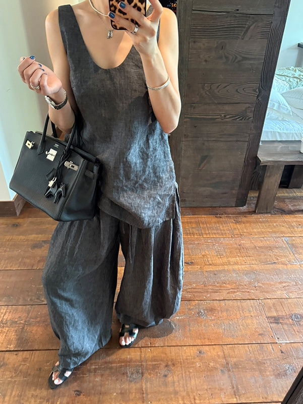 Loose Sleeveless Top Or Pants_BDHL7616