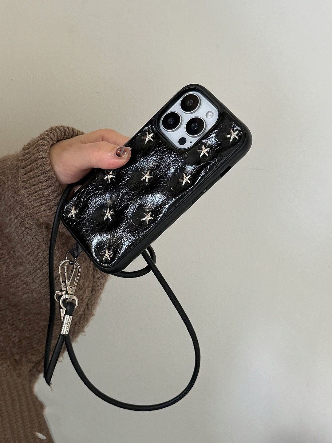 Waxed Black Leather For Iphone Case_BDHL8022