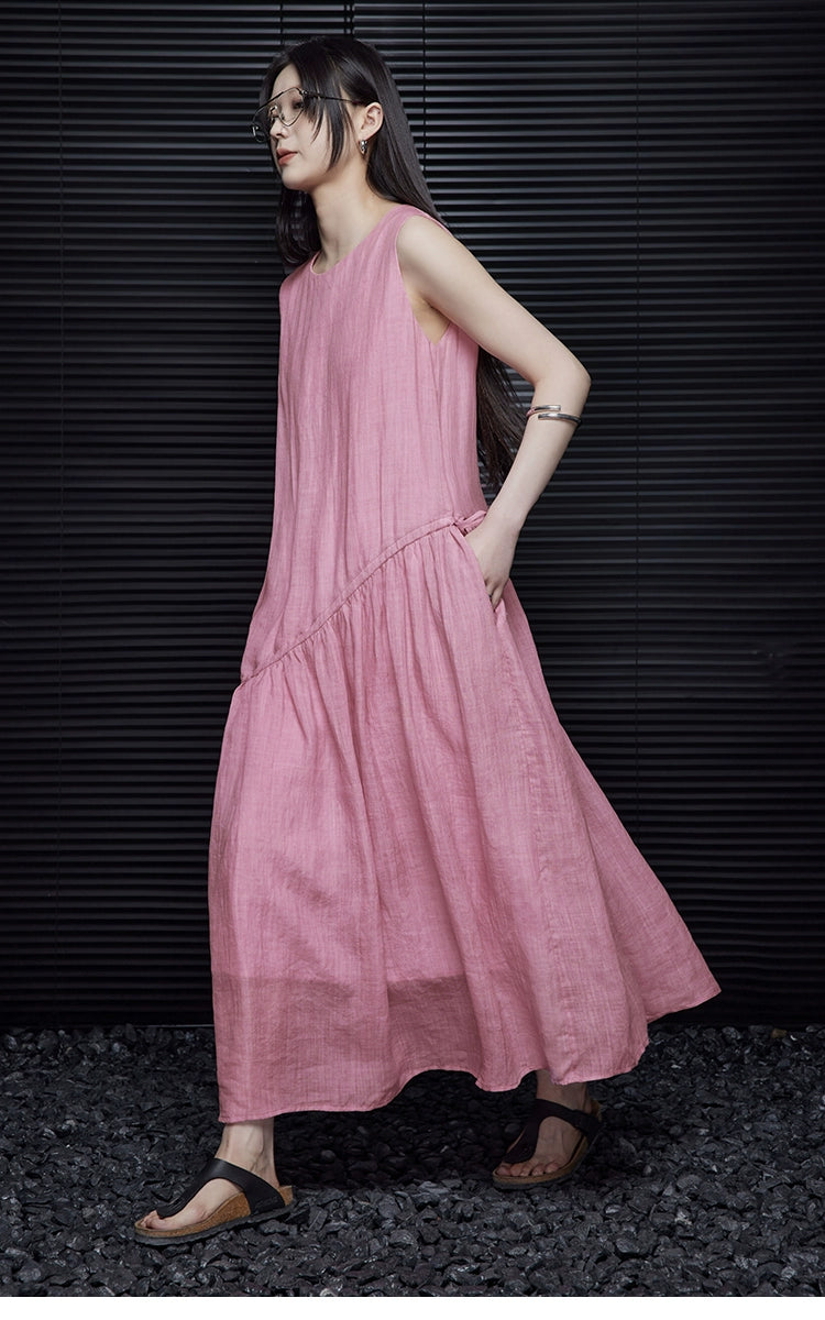 Ramie Relaxed Pink Dress_BDHL5909