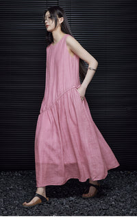 Ramie Relaxed Pink Dress_BDHL5909