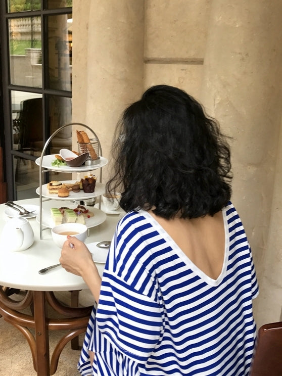 Backless Striped Sleeveless Dress_BDHL7548