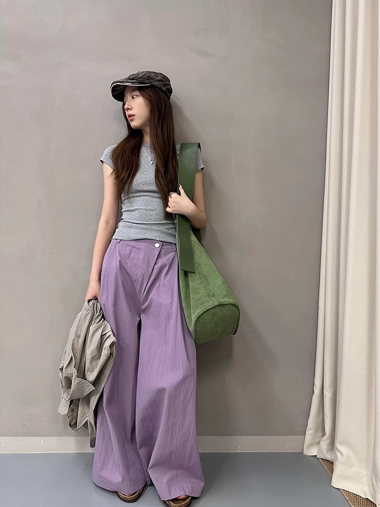 Diagonal Fronted Wide-Leg Pants_BDHL7409