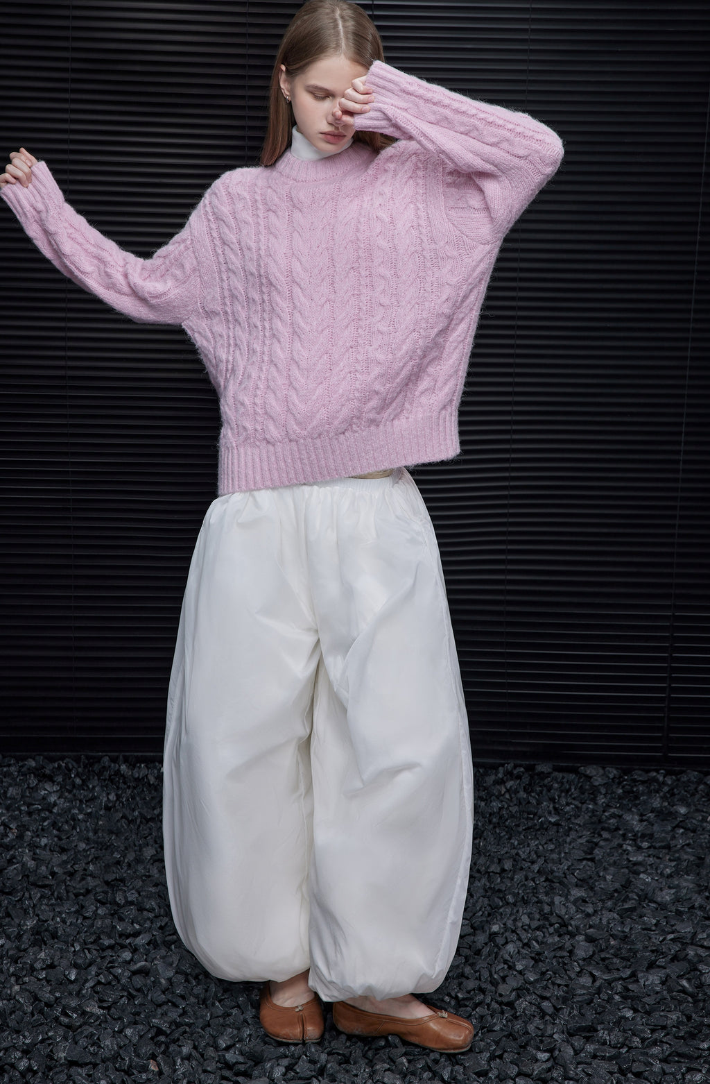 粉紅圓領毛衣_BDHL8069