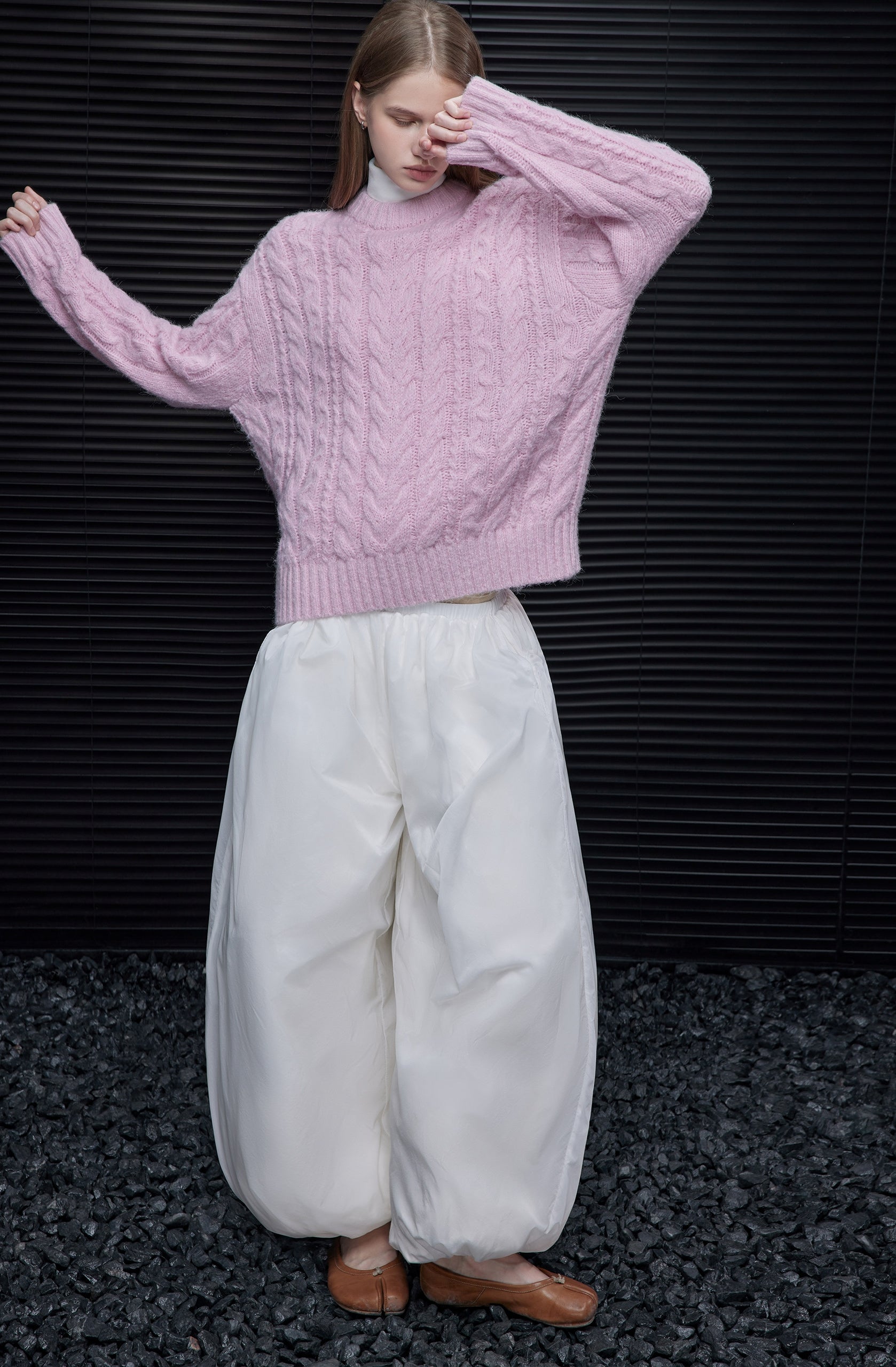 粉紅圓領毛衣_BDHL8069