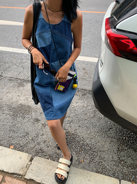 Colorblock Denim Sleeveless Dresses_BDHL6130