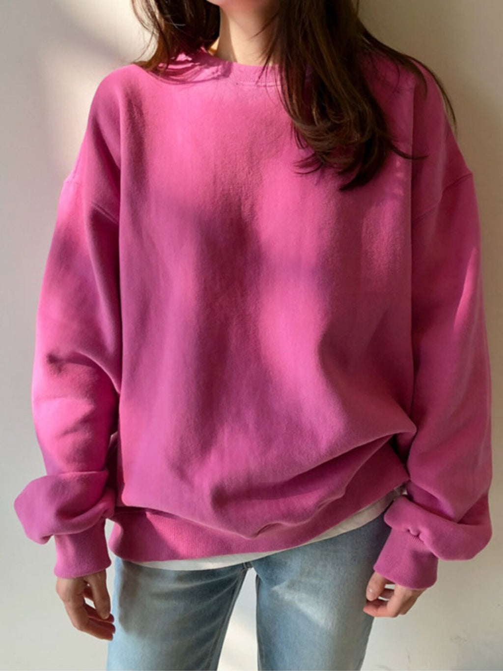 Oversized Crew Neck Sweatshirt_BDHL8507