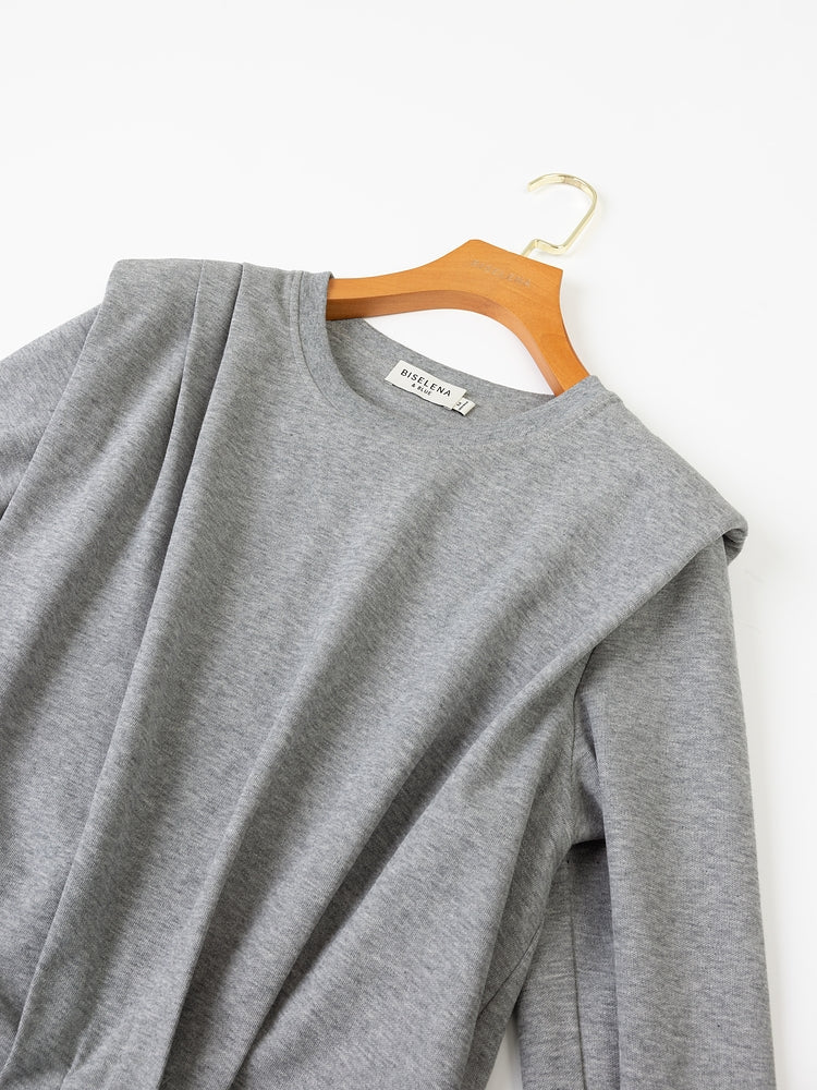 Asymmetric Round Neck Sweatshirt_BDHL7014