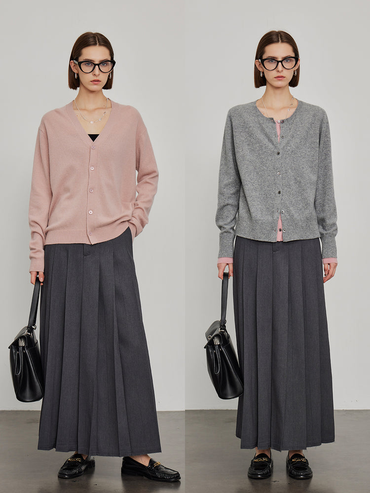 Pressed Pleated Long Skirt_BDHL6444