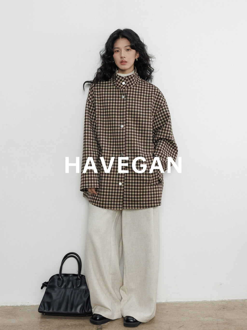 立領格紋上衣_BDHL7961