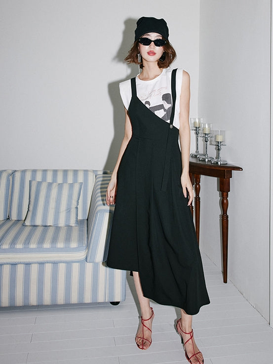 Irregular Shoulder Strap Skirt_BDHL7535