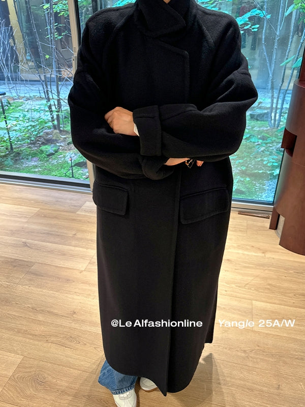 Black Relaxed-Fit Long Coat_BDHL7920